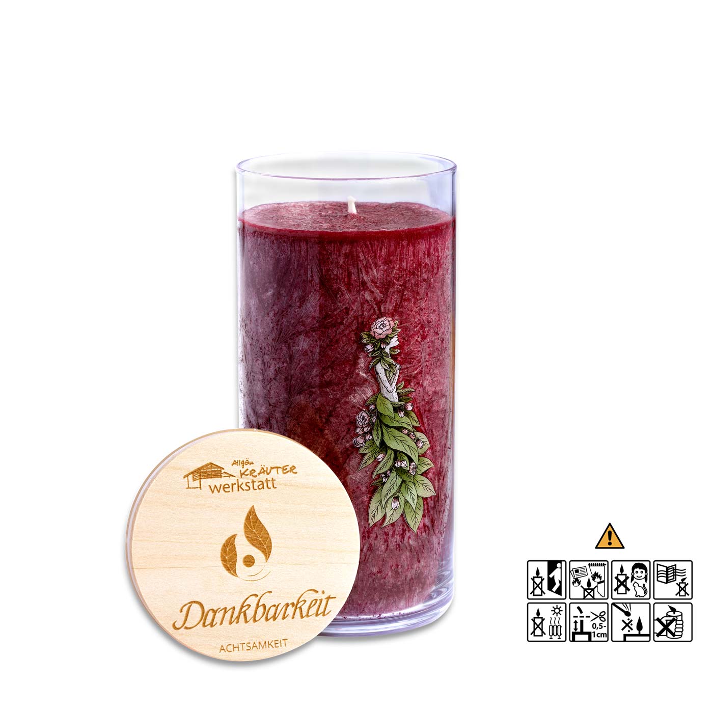 Achtsamkeit - Glas mit Druck "Dankbarkeit" Violett