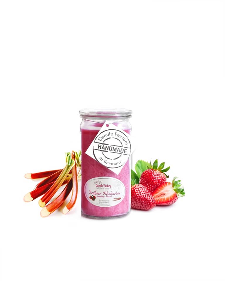 Hochwertige Duftkerze von Candle Factory Erdbeere Rhabarber Mini Jumbo im Glas g?nstig in Kerzen Online Shop kaufen. Duftkerzen im Glas. Geschenkidee Erdbeere Rhabarber Mini Jumbo im Glas