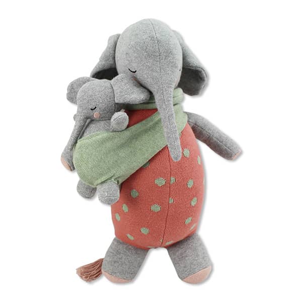 Kuscheltier Elefantenmutter Marlene mit Baby in der Farbe grau