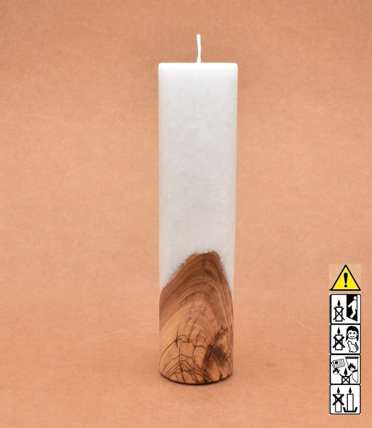 Kerze mit Holzelement, Individuelle, persönliche Hochzeitskerze  Holzkerze, Rund Stearinoptik, Hochzeitskerze mit Teelicht im Kerzen online Shop für Hochzeiten bestellen, günstig kaufen.