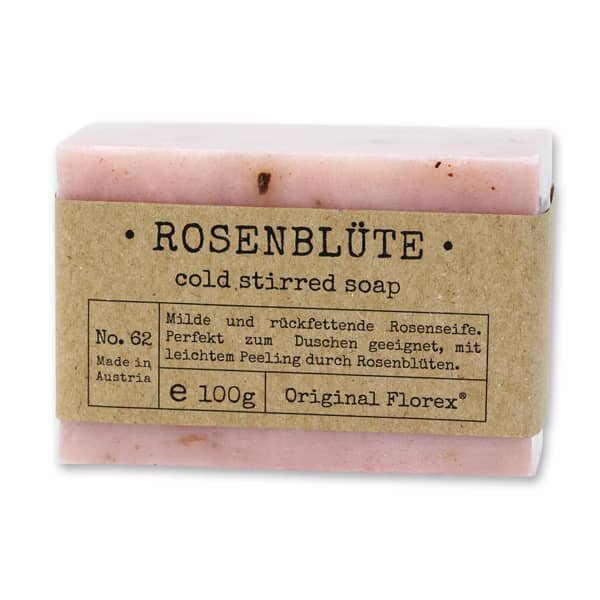 Rosenseife 100 g kaltgerührt Rosenseife kaltgerührt, 100 g Florex zum Duschen geeignet, peeling mit Rosenblättern online kaufen