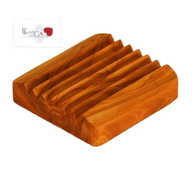 Olivenholz Seifenablage geriffelt 8x8cm Olivenholz Seifenablage geriffelt 8x8cm