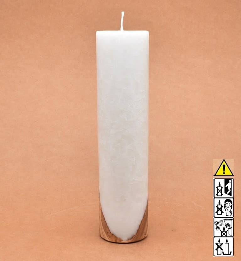 Kerze mit Holzelement, Individuelle, persönliche Hochzeitskerze  Holzkerze, Rund Stearinoptik, Hochzeitskerze mit Teelicht im Kerzen online Shop für Hochzeiten bestellen, günstig kaufen.
