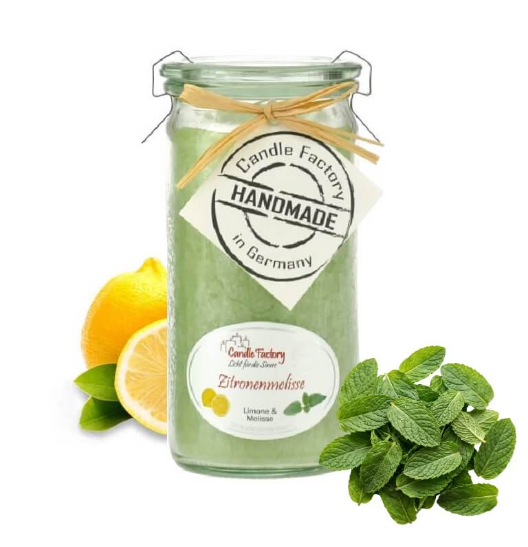 Hochwertige Duftkerze von Candle Factory Zitronenmelisse Mini Jumbo im Glas g?nstig in Kerzen Online Shop kaufen. Duftkerzen im Glas. Geschenkidee Zitronenmelisse Mini Jumbo im Glas