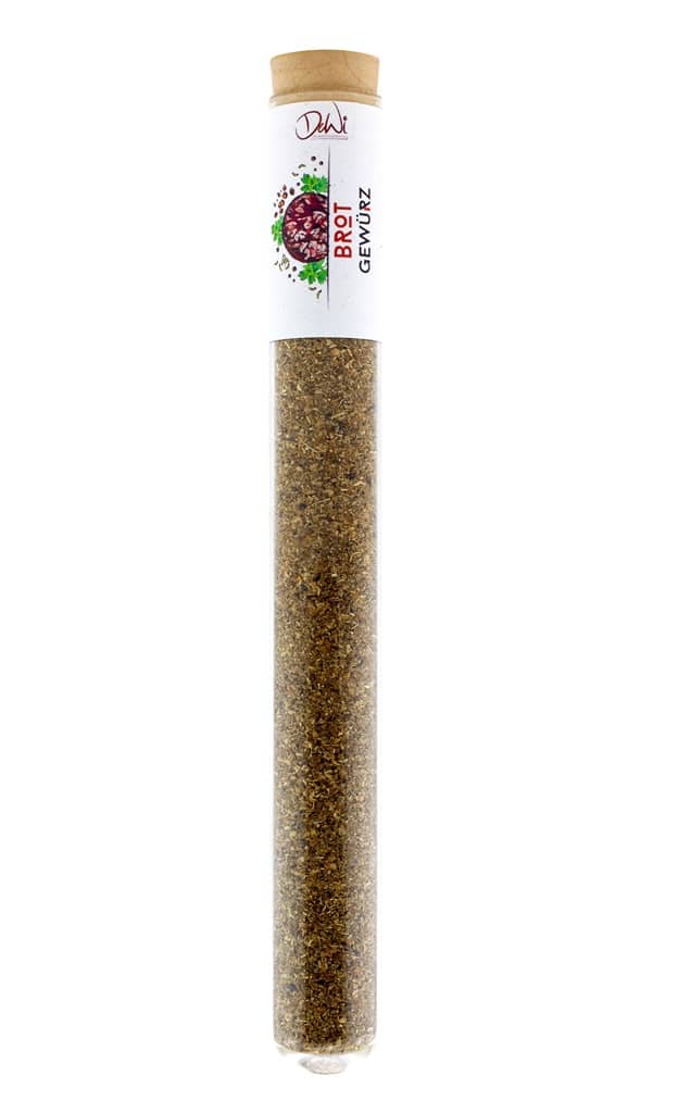 Brot Gewürz in großem Spice Tube aus Glas Ø 22mm Brot Gewürz in großem Spice Tube aus Glas Ø 22mm
