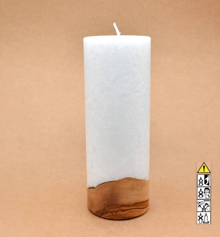 Kerze mit Holzelement, Individuelle, persönliche Hochzeitskerze  Holzkerze, Rund Stearinoptik, Hochzeitskerze mit Teelicht im Kerzen online Shop für Hochzeiten bestellen, günstig kaufen.