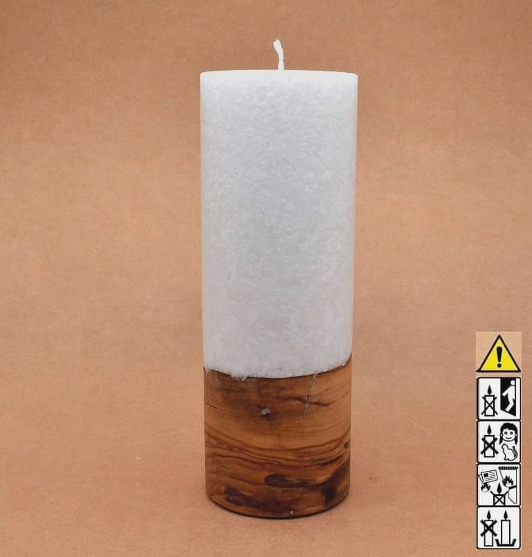 Kerze mit Holzelement, Individuelle, persönliche Hochzeitskerze  Holzkerze, Rund Stearinoptik, Hochzeitskerze mit Teelicht im Kerzen online Shop für Hochzeiten bestellen, günstig kaufen.