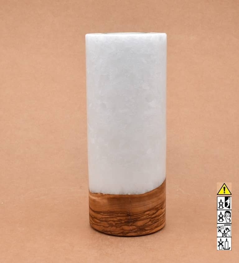 Kerze mit Holz Unikat Rund 80 x 200 mm mit Teelicht Nr.: 22