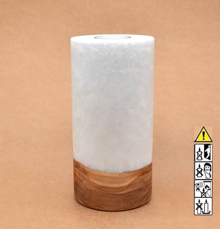 Kerze mit Holz Unikat Rund 100 x 200 mm mit Teelicht Nr.: 2