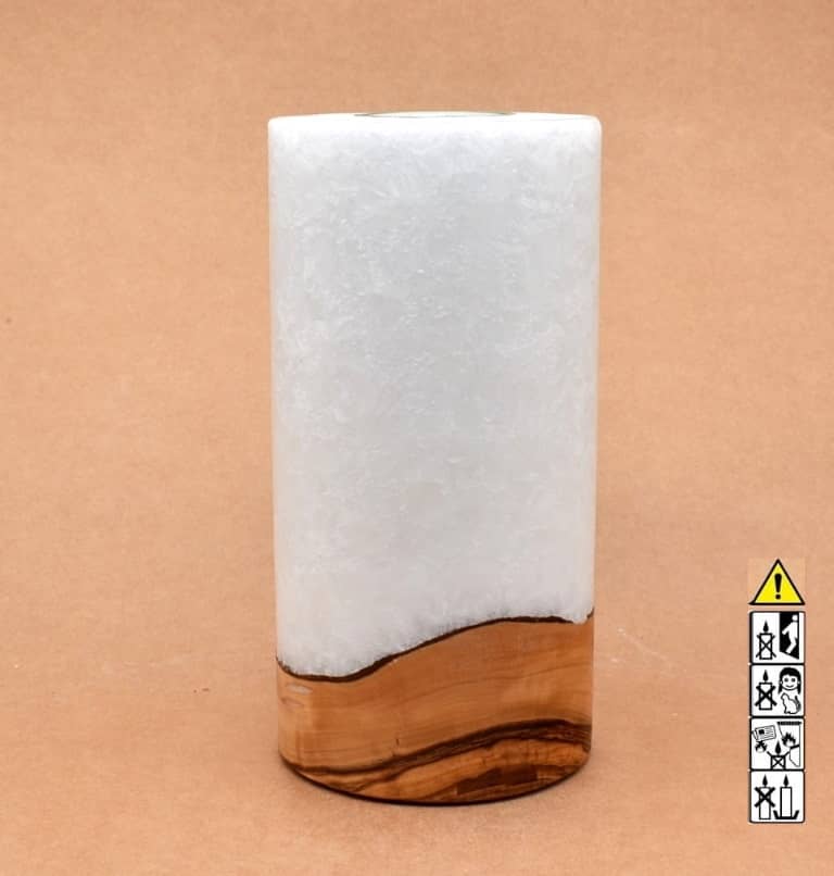 Kerze mit Holz Unikat Rund 100 x 200 mm mit Teelicht Nr.: 2