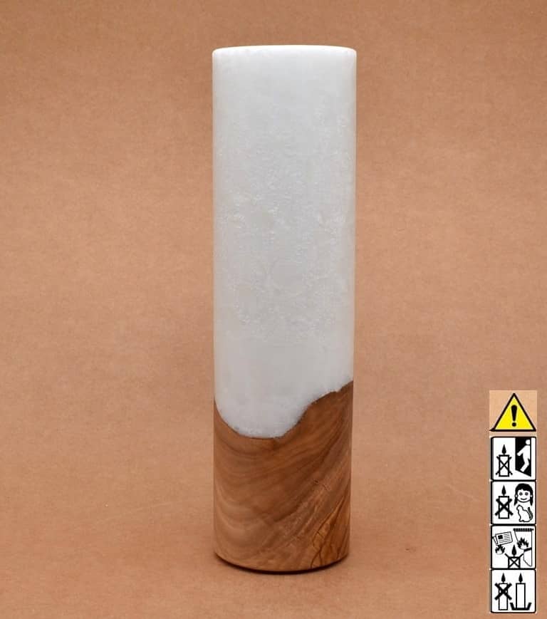 Kerze mit Holz Unikat Rund 70 x 250 mm mit Teelicht Nr.: 6
