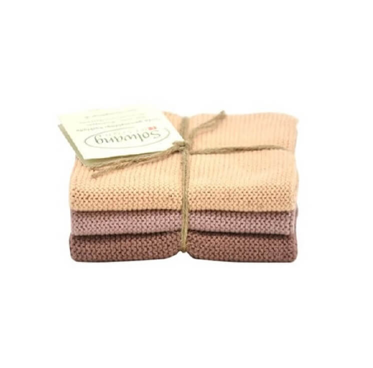 Solwang Wischtuch ?ko-Tex Baumwolle Braun Kombi Wischtuch 3er Set von Solwang im Onlineshop kaufen aus 25 x 25 cm Baumwolle gestrickt Braun Kombi