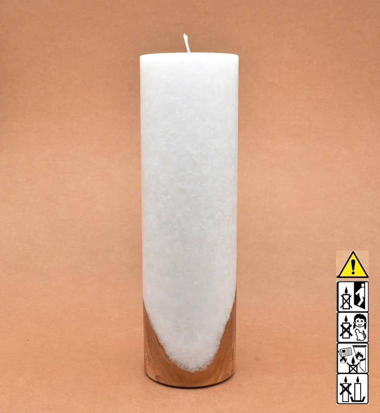 Hochzeitskerze, Kerze mit Holzeinsatz ohne Teelicht rund, Stearin, im Kerzen online Shop für Hochzeiten bestellen, günstig kaufen.