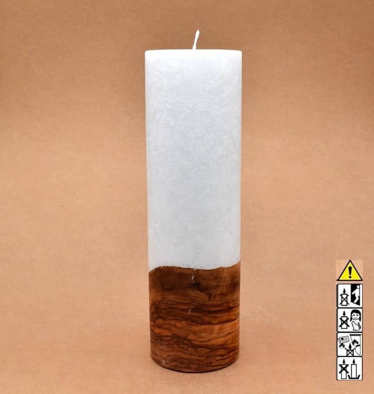 Hochzeitskerze, Kerze mit Holzeinsatz ohne Teelicht rund, Stearin, im Kerzen online Shop für Hochzeiten bestellen, günstig kaufen.