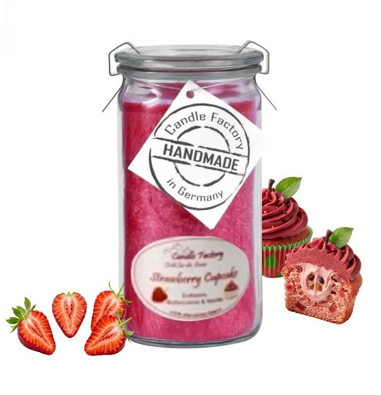 Hochwertige Duftkerze von Candle Factory Strawberry Cupcake Mini Jumbo im Glas g?nstig in Kerzen Online Shop kaufen. Duftkerzen im Glas. Geschenkidee Strawberry Cupcake Mini Jumbo im Glas
