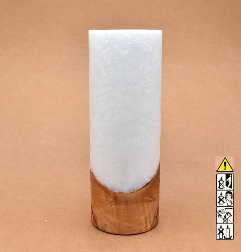 Kerze mit Holz Unikat Rund 90 x 250 mm mit Teelicht Nr.: 3