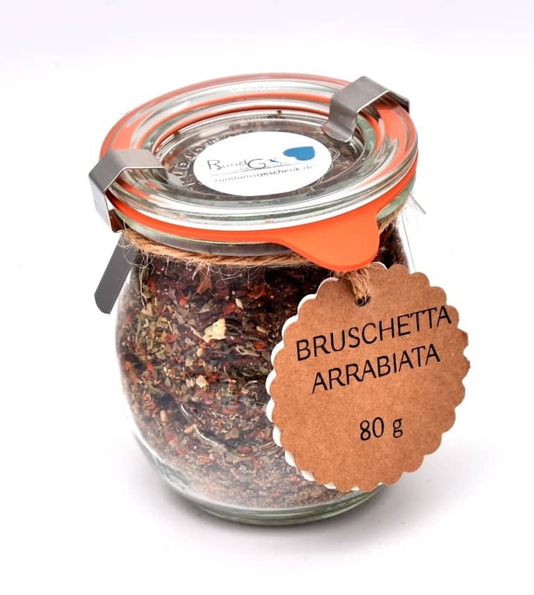 Bruschetta Arrabiata, Gewürzmischung im Weck Glas 80g zum selber anrühren, im online Shop kaufen