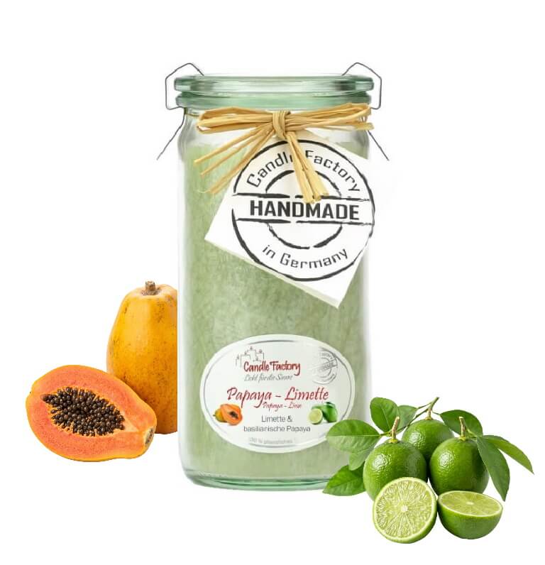 Hochwertige Duftkerze von Candle Factory Papaya Limette Mini Jumbo im Glas g?nstig in Kerzen Online Shop kaufen. Duftkerzen im Glas. Geschenkidee Papaya Limette Mini Jumbo im Glas
