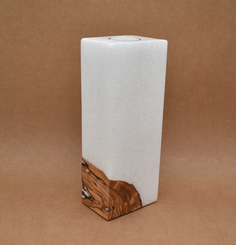 Kerze mit Holz Unikat Quader 70 x 100 x 250 mm Nr.7
