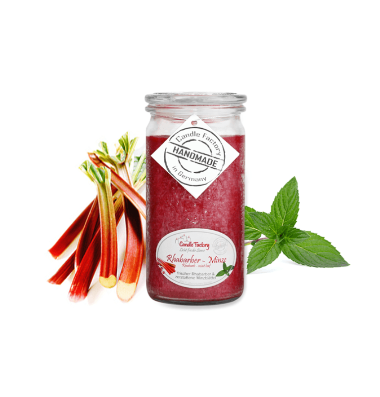 Rhabarber Minze Mini Jumbo hochwertige Duftkerze im Glas