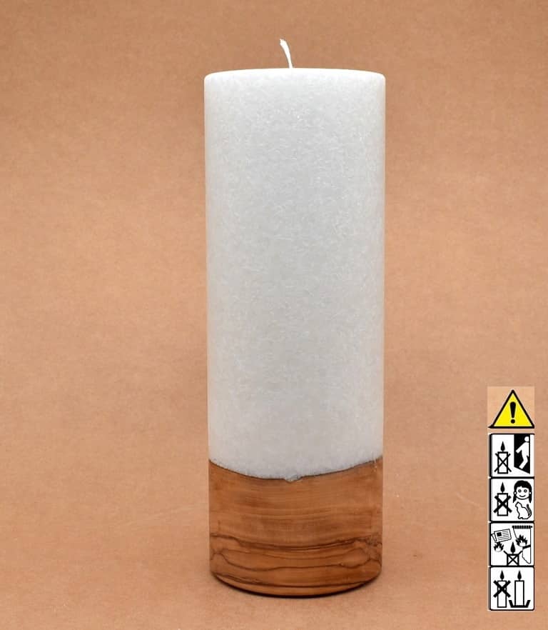 Kerze mit Holzelement, Individuelle, persönliche Hochzeitskerze  Holzkerze, Rund Stearinoptik, Hochzeitskerze mit Teelicht im Kerzen online Shop für Hochzeiten bestellen, günstig kaufen.
