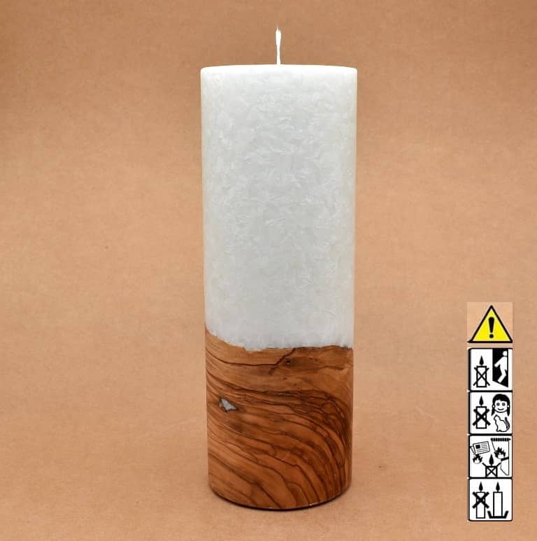 Kerze mit Holzelement, Individuelle, persönliche Hochzeitskerze  Holzkerze, Rund Stearinoptik, Hochzeitskerze mit Teelicht im Kerzen online Shop für Hochzeiten bestellen, günstig kaufen.