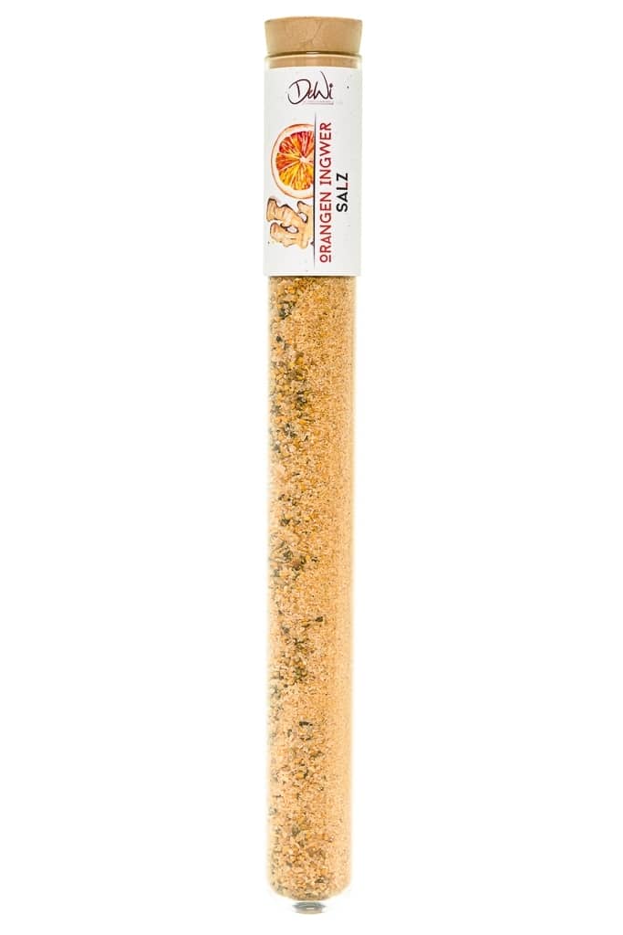 Orangen Ingwer Salz in Spice Tube aus Glas ? 22mm Orangen Ingwer Salz. Nachhaltig im Reagenzglas ? 22mm verpackt. Hochwertige kulinarische Produkte im Onlineshop kaufen.