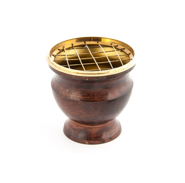 Räuchergefäß , Messing Emaille rotbraun 75 mm hoch Ø 80 mm Räuchern mit Räuchergefäß , Messing Emaille rotbraun 75 mm hoch Ø 80 mm Räucherwerk im Onlineshop kaufen