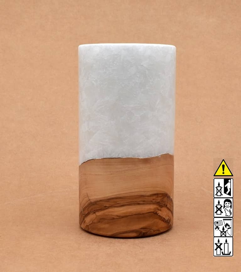 Kerze mit Holz Unikat Rund 80 x 150 mm mit Teelicht Nr.: 11