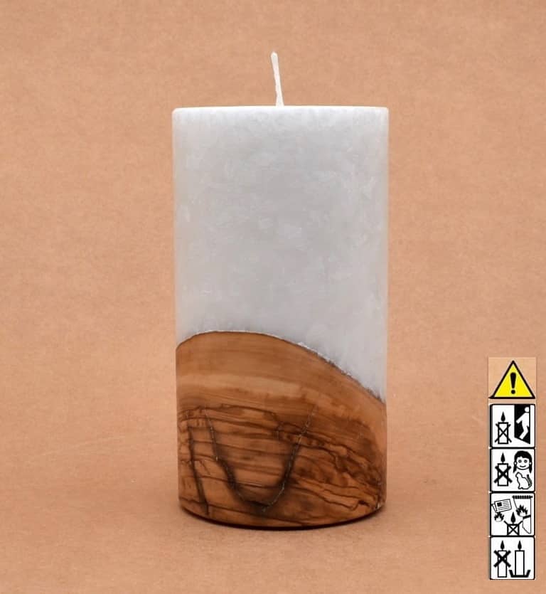 Kerze mit Holz Unikat Rund 80 x 150 mm mit Docht Nr.: 6 Kerze mit Holz Unikat Rund 80 x 150 mm mit Docht Nr.: 6