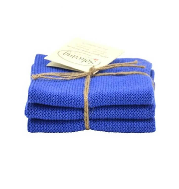 Solwang Wischtuch ?ko-Tex Baumwolle Kobaltblau ? Wischtuch 3er Set von Solwang im Onlineshop kaufen aus 25 x 25 cm Baumwolle gestrickt 3 x Kobaltblau ?