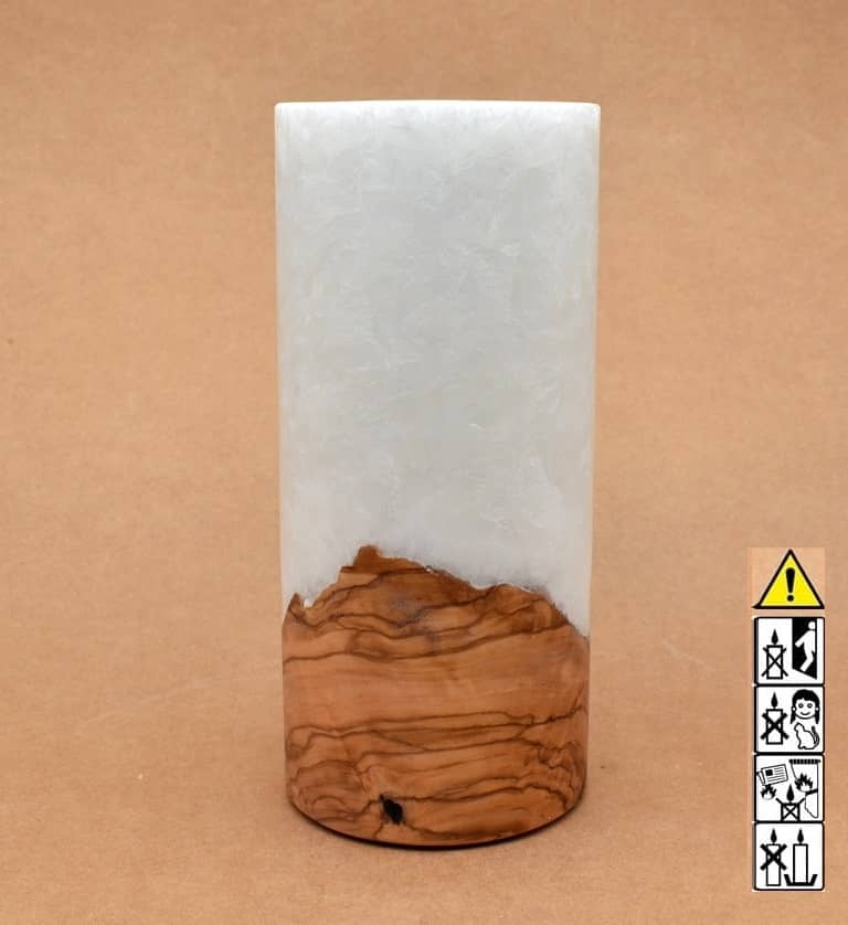 Kerze mit Holz Unikat Rund 90 x 200 mm mit Teelicht Nr.: 7