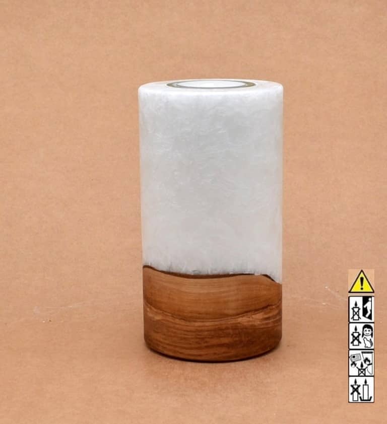 Kerze mit Holz Unikat Rund 80 x 150 mm mit Teelicht Nr.: 3