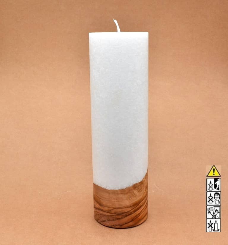 Kerze mit Holzelement, Individuelle, persönliche Hochzeitskerze  Holzkerze, Rund Stearinoptik, Hochzeitskerze mit Teelicht im Kerzen online Shop für Hochzeiten bestellen, günstig kaufen.