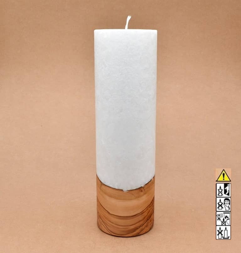 Kerze mit Holzelement, Individuelle, persönliche Hochzeitskerze  Holzkerze, Rund Stearinoptik, Hochzeitskerze mit Teelicht im Kerzen online Shop für Hochzeiten bestellen, günstig kaufen.