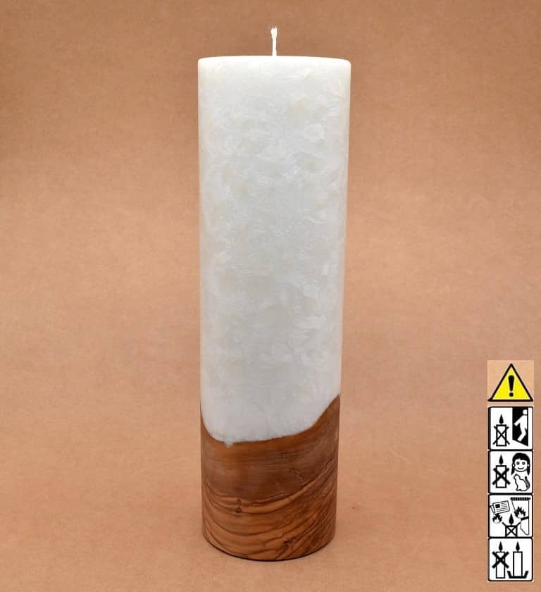 Kerze mit Holzelement, Individuelle, persönliche Hochzeitskerze  Holzkerze, Rund Stearinoptik, Hochzeitskerze mit Teelicht im Kerzen online Shop für Hochzeiten bestellen, günstig kaufen.
