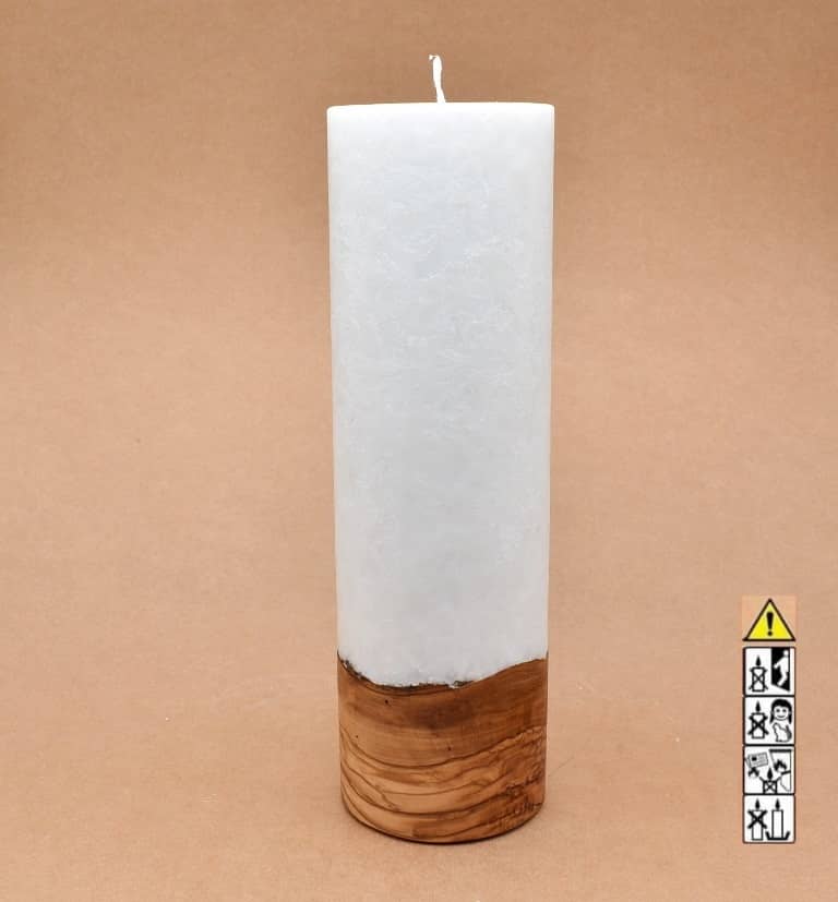 Kerze mit Holzelement, Individuelle, persönliche Hochzeitskerze  Holzkerze, Rund Stearinoptik, Hochzeitskerze mit Teelicht im Kerzen online Shop für Hochzeiten bestellen, günstig kaufen.