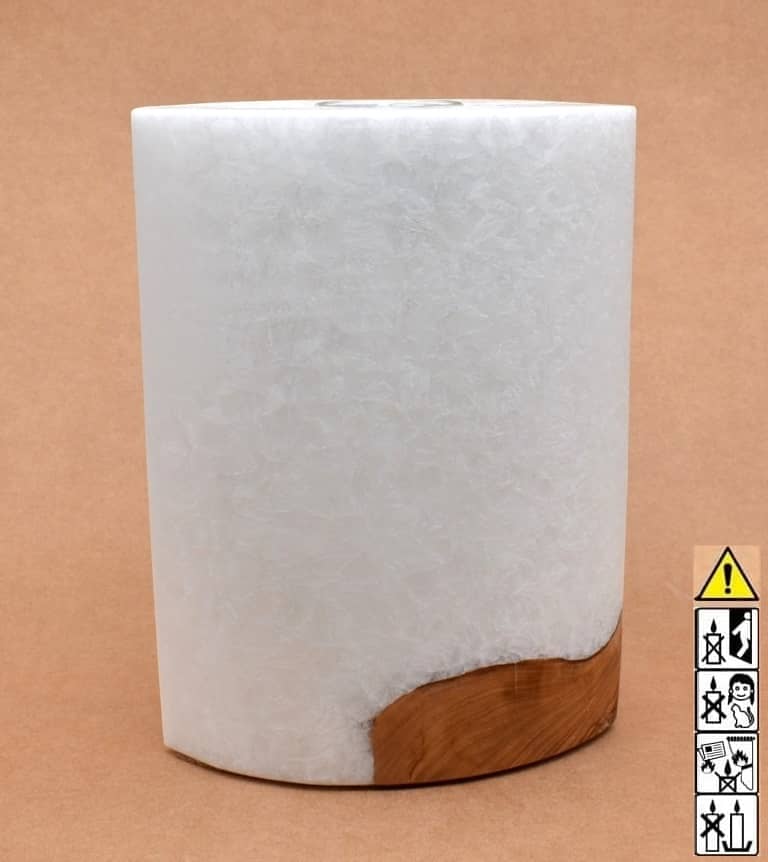 Kerze mit Holz Individuelle, perönliche Hochzeitskerze  Oval Kanten spitz  mit Teelicht im Kerzen online Shop für Hochzeiten bestellen, günstig kaufen.