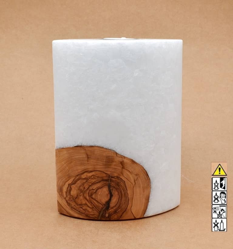 Kerze mit Holz Individuelle, perönliche Hochzeitskerze  Oval Kanten spitz  mit Teelicht im Kerzen online Shop für Hochzeiten bestellen, günstig kaufen.