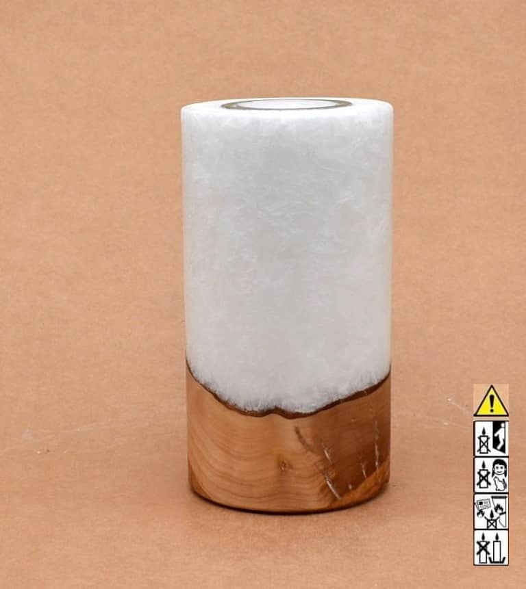 Kerze mit Holz Unikat Rund 80 x 150 mm mit Teelicht Nr.: 4