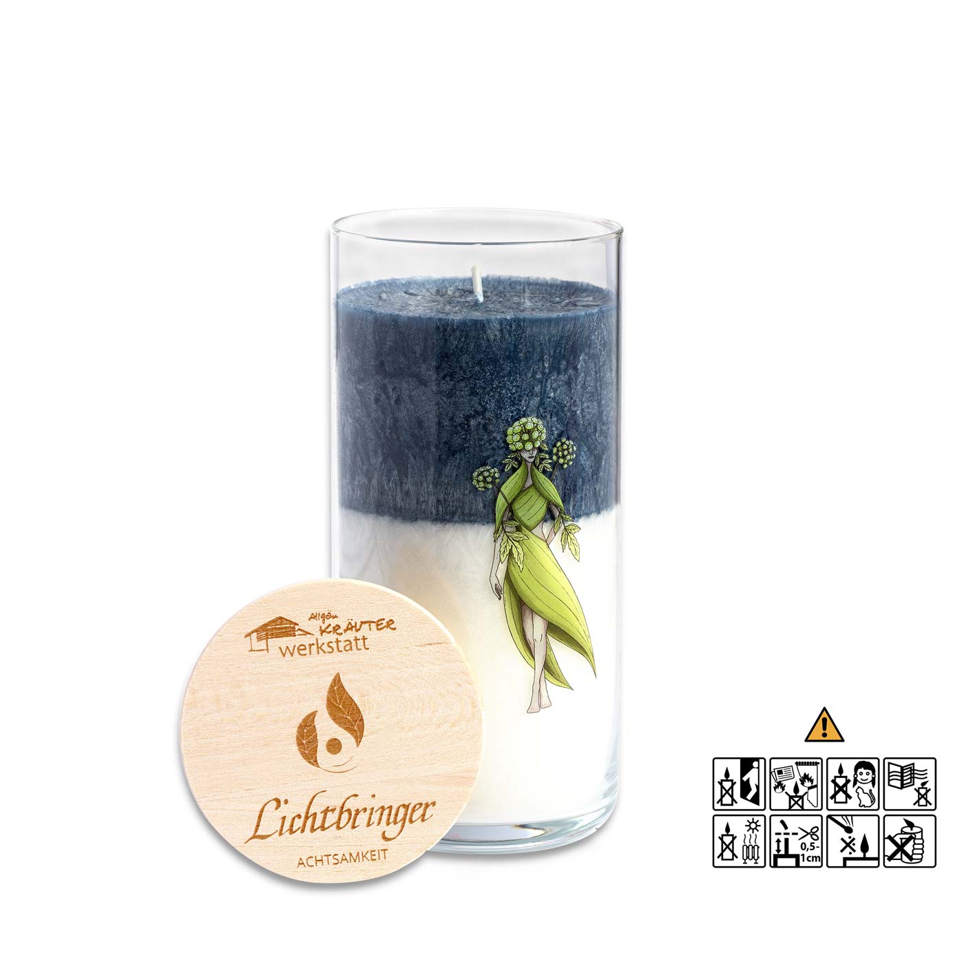 Achtsamkeit - Glas mit Druck "Lichtbringer" Blau - Weiß Achtsamkeit - Glas mit Druck "Lichtbringer" Blau - Weiß