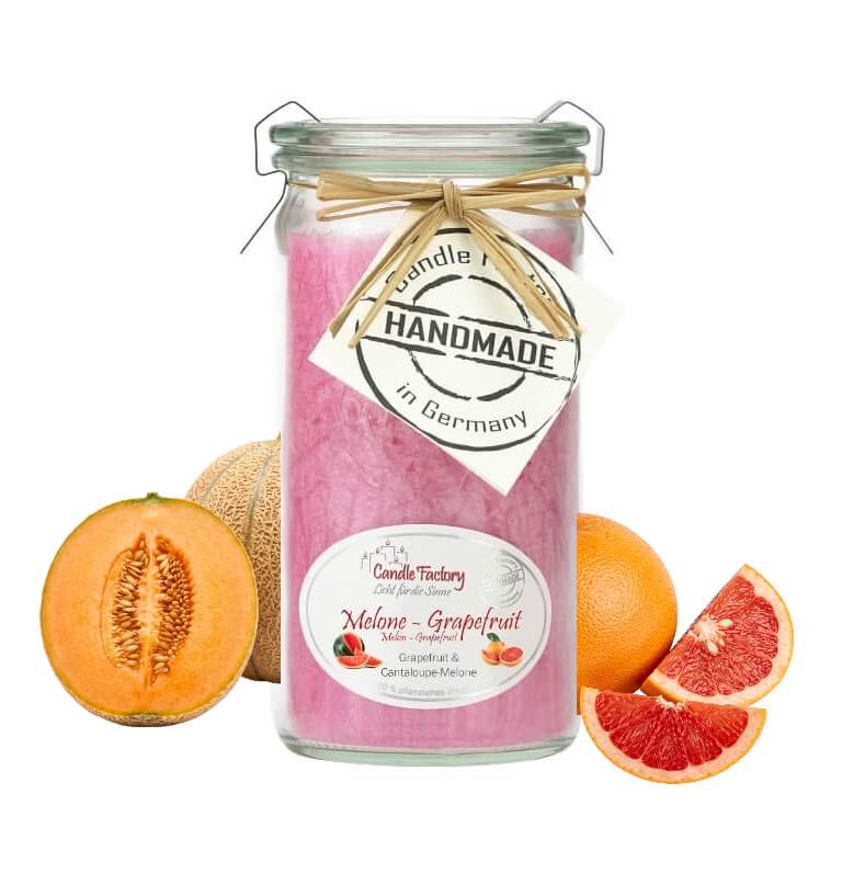 Hochwertige Duftkerze von Candle Factory Melone Grapefruit Mini Jumbo im Glas g?nstig in Kerzen Online Shop kaufen. Duftkerzen im Glas. Geschenkidee Melone Grapefruit Mini Jumbo im Glas