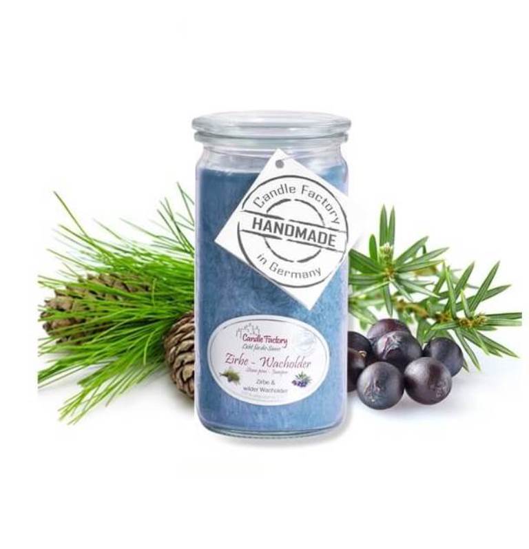Hochwertige Duftkerze von Candle Factory Zirbe Wacholder Mini Jumbo im Glas g?nstig in Kerzen Online Shop kaufen. Duftkerzen im Glas. Geschenkidee Zirbe Wacholder Mini Jumbo im Glas