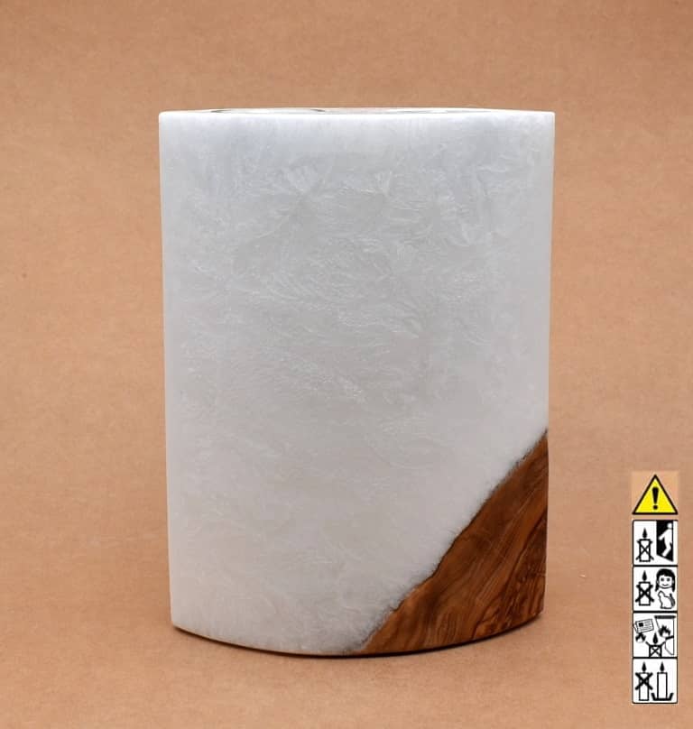 Kerze mit Holzelement, Individuelle, persönliche Hochzeitskerze  Holzkerze, Rund Stearinoptik, Hochzeitskerze mit Teelicht im Kerzen online Shop für Hochzeiten bestellen, günstig kaufen.