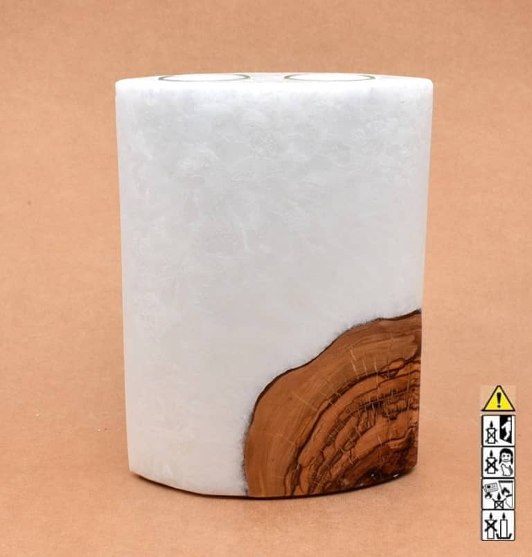Kerze mit Holzelement, Individuelle, persönliche Hochzeitskerze  Holzkerze, Rund Stearinoptik, Hochzeitskerze mit Teelicht im Kerzen online Shop für Hochzeiten bestellen, günstig kaufen.