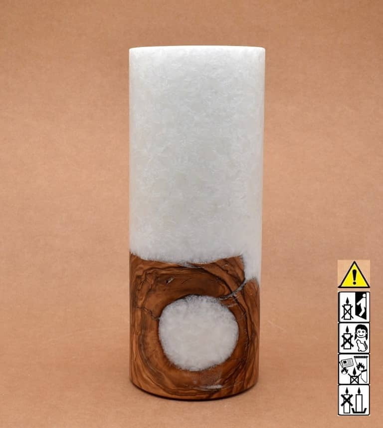 Kerze mit Holz Unikat Rund 100 x 250 mm mit Teelicht Nr.: 2