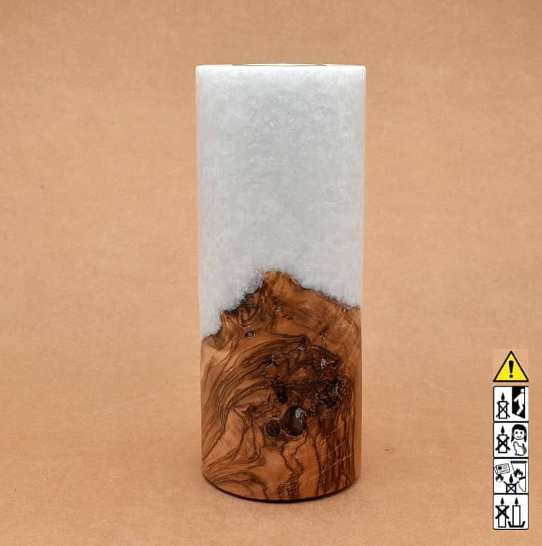 Hochzeitskerze, Kerze mit Holzeinsatz, Teelicht rund, Stearin, im Kerzen online Shop für Hochzeiten bestellen, günstig kaufen.