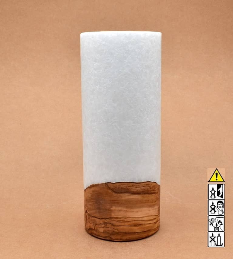 Kerze mit Holz Unikat Rund 100 x 250 mm mit Teelicht Nr.: 2
