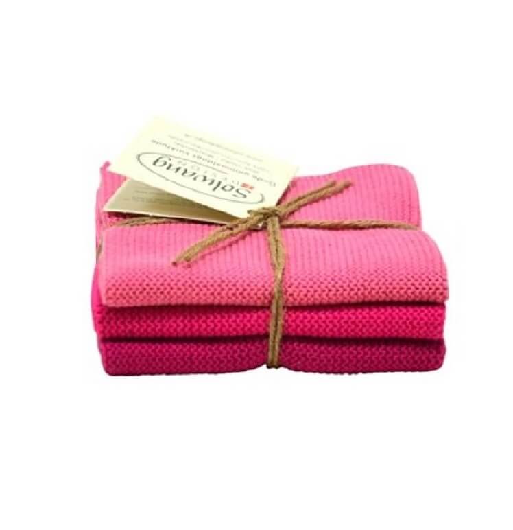 Wischtuch 3er Set von Solwang online kaufen aus 25 x 25 cm Baumwolle gestrickt pink kombi