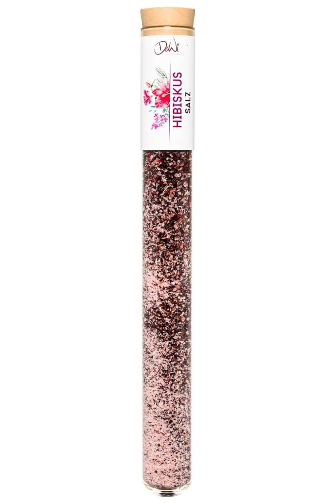 Hibiskus Salz in Spice Tube aus Glas ? 22mm Hibiskus Salz. Nachhaltig im Reagenzglas ? 22mm verpackt. Hochwertige kulinarische Produkte im Onlineshop kaufen.